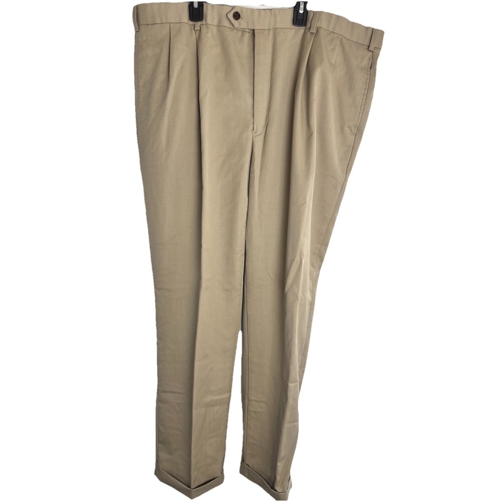 Brooks Brothers Chino Maddison  Fit Mens 42x30 Pants Khaki Pleated Cuffed